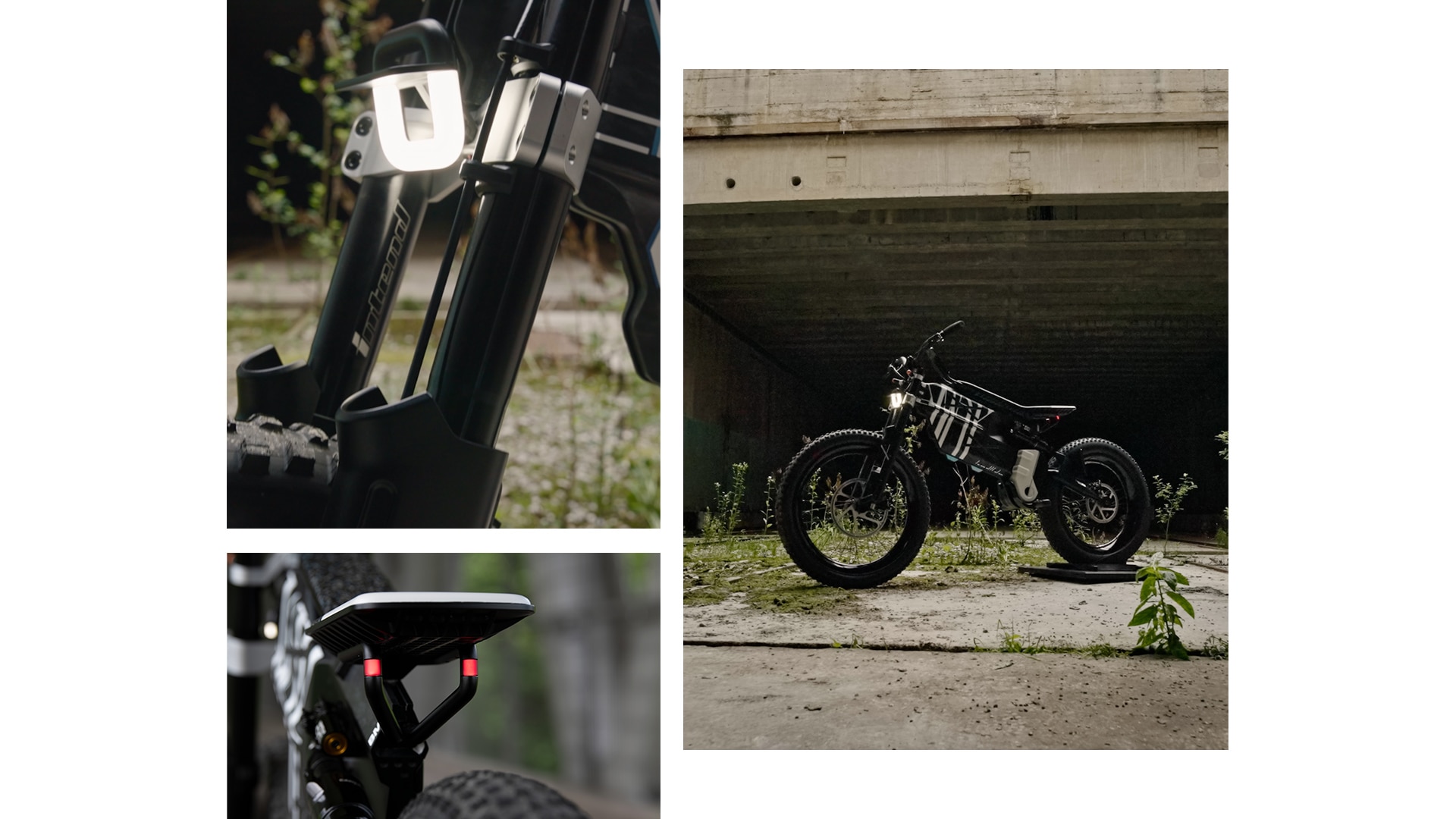 Erakordse välimuse ja klotsiliste rehvidega BMW Motorrad Vision AMBY pargitud mahajäetud tehasehoones.