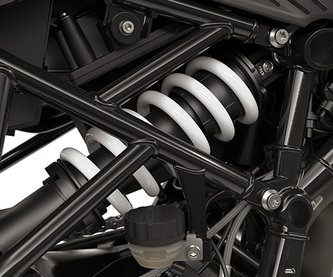 The adjustable suspension strut of the F 450 GS from BMW Motorrad BMW F 450 GS reguleeritav vedrustuse tugivarras