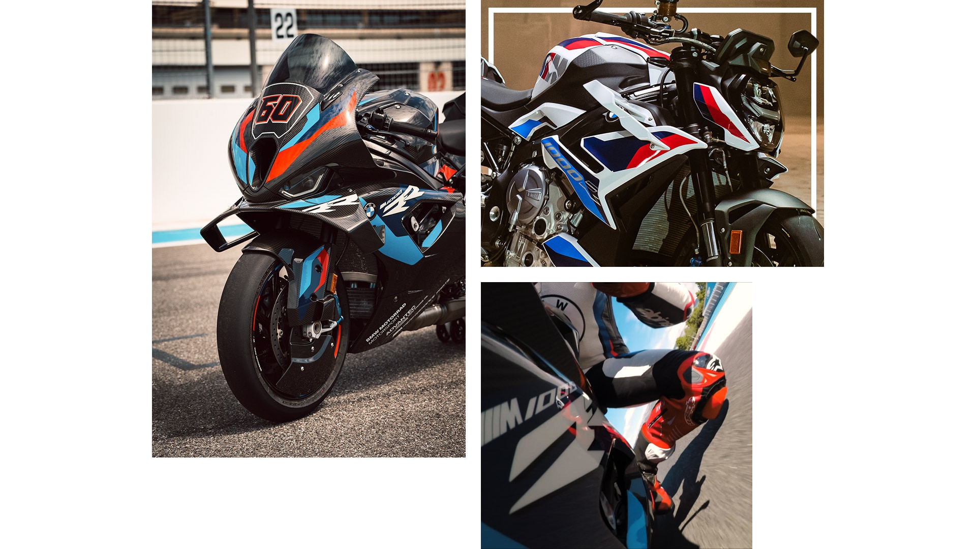 Kollaaž liikuvatest mudelitest M 1000 RR ja M 1000 R.
