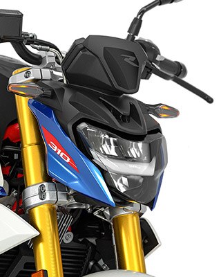 Näeme G 310 R-i põhivarustuses LED-esitulesid ja -suunatulesid.