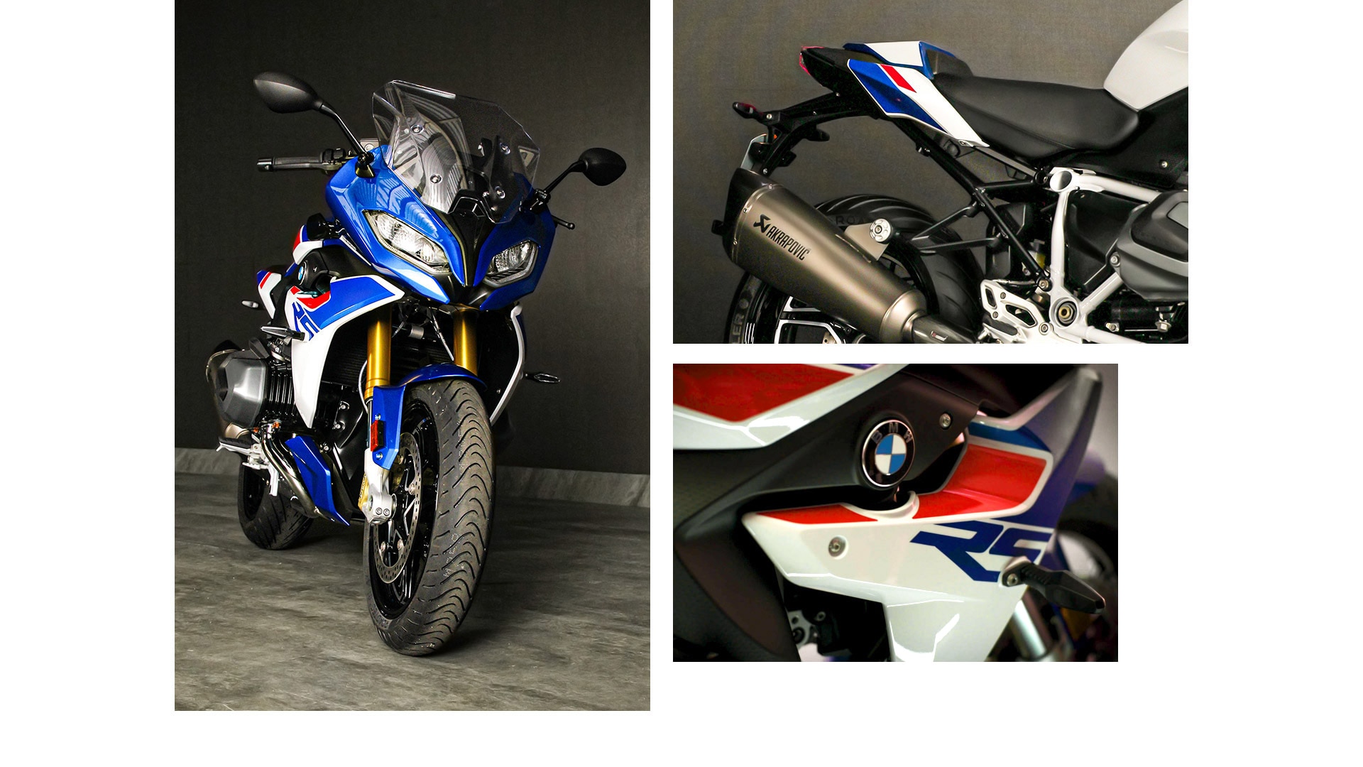 Kollaaž R 1250 RS-ist oluliste disainiomadustega