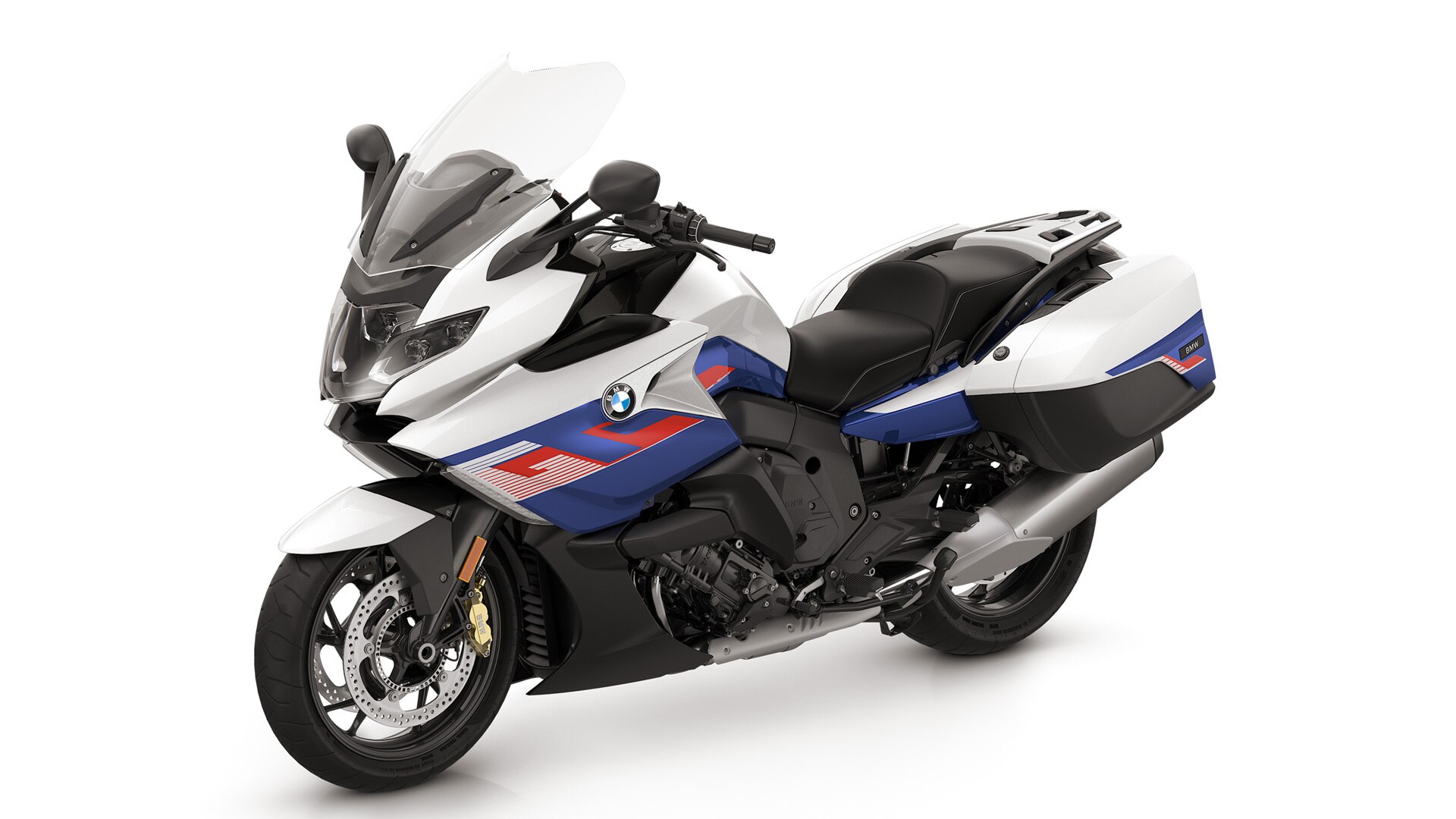 K 1600 GT toonis Light White / Racing Blue metallik / Racing Red.